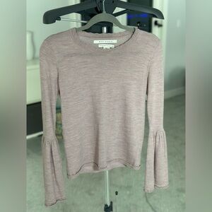 Max Studio Women's Mauve Bell Sleeve Top 100% Merino Wool